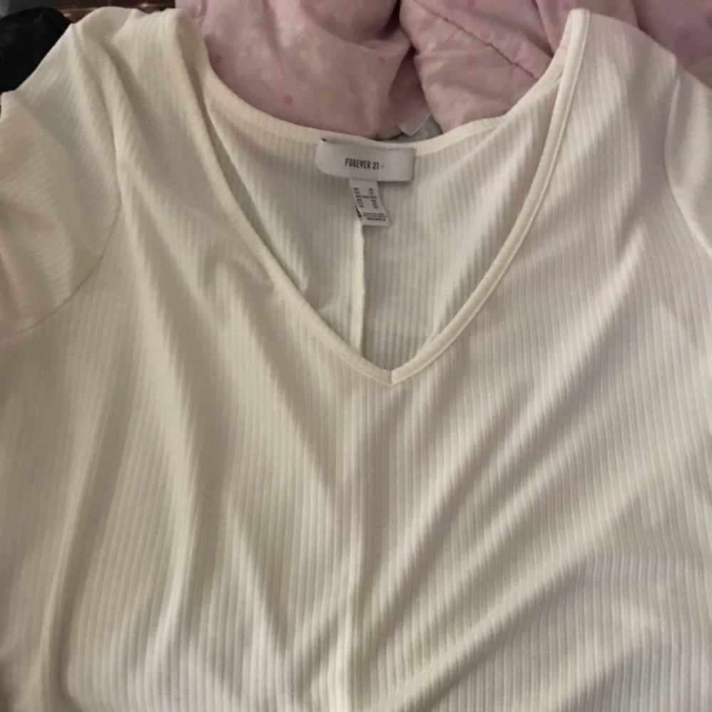 Forever21 White ribbed bodysuit
